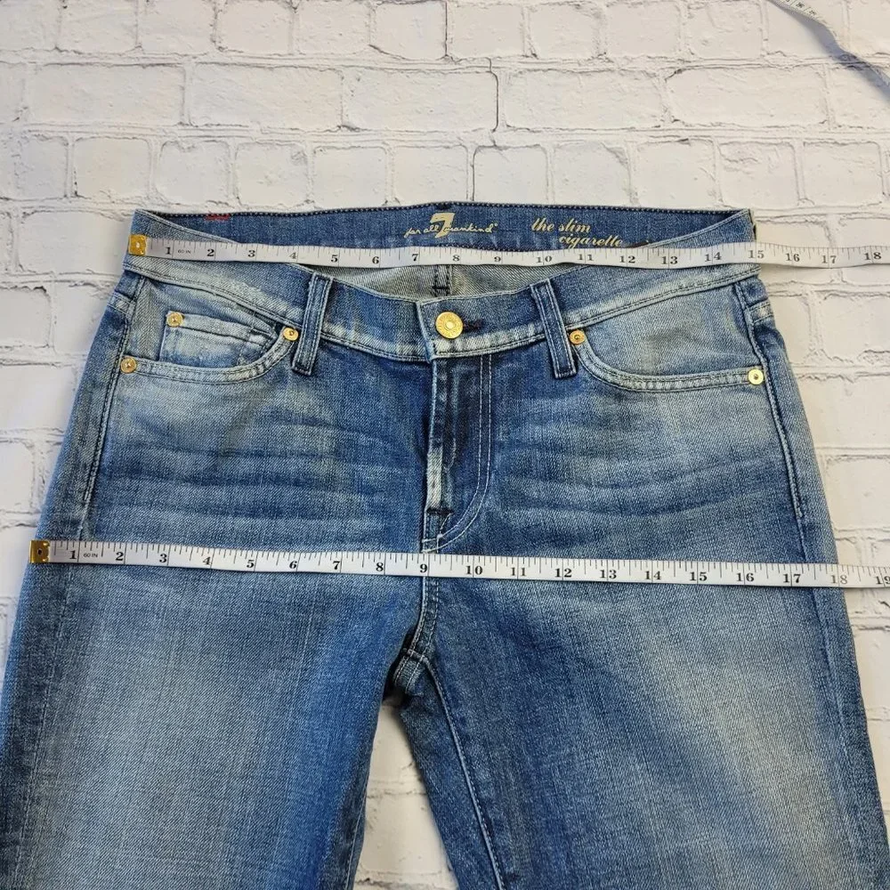 7 for all mankind woman’s blue the slim cigarette jeans size 27 - Picture 6 of 14